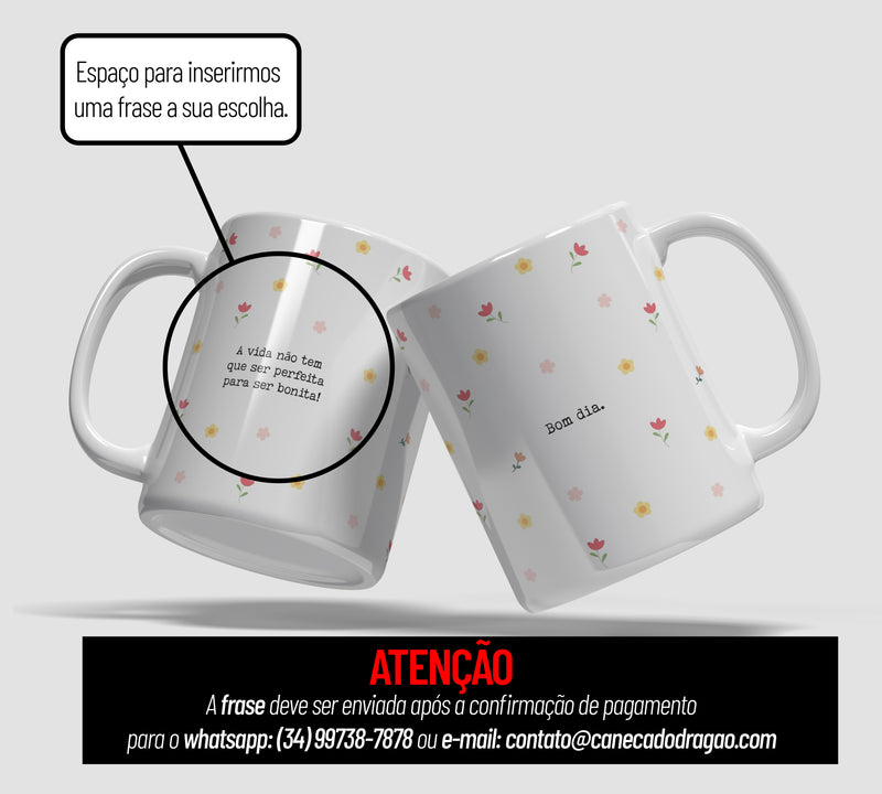 Caneca Personalizável - Floral: Vida Simples