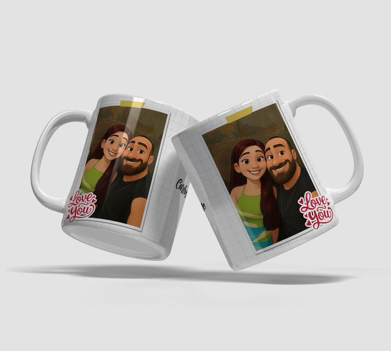 Caneca Personalizada - Foto Casal em estilo de desenho