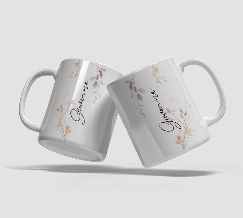 Caneca Personalizável - Floral: Nome