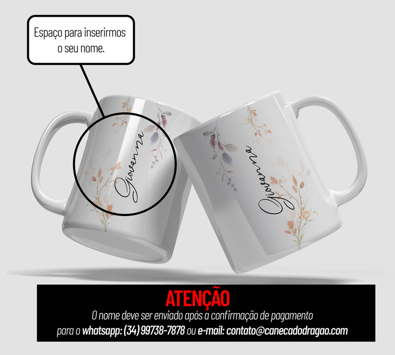 Caneca Personalizável - Floral: Nome